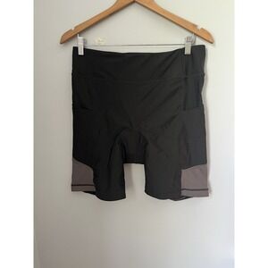 Bikewa Women's  Padded Bike Shorts Size XL Black Gray Stretch‎ Pockets Pull On